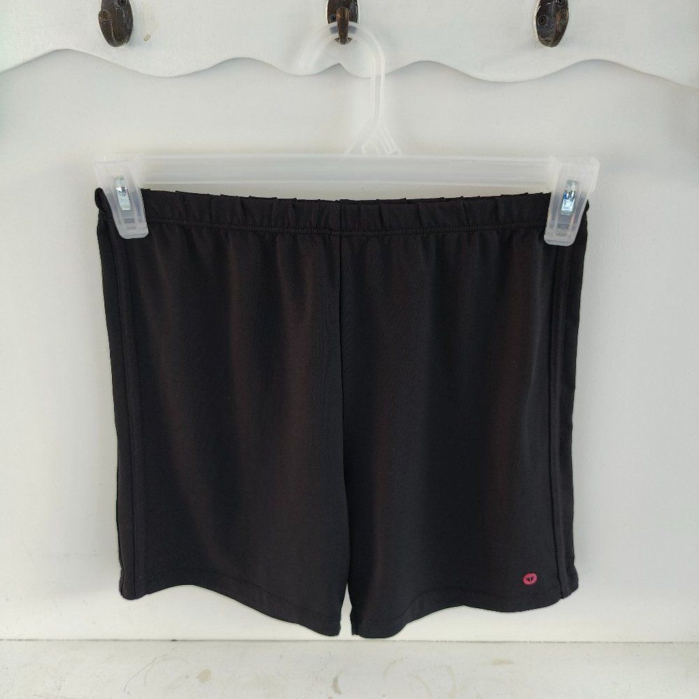 Vogue Sports workout shorts black with pink Vogue logo, Size Medium stretch